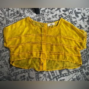 Flowy canary yellow button-up back crop top